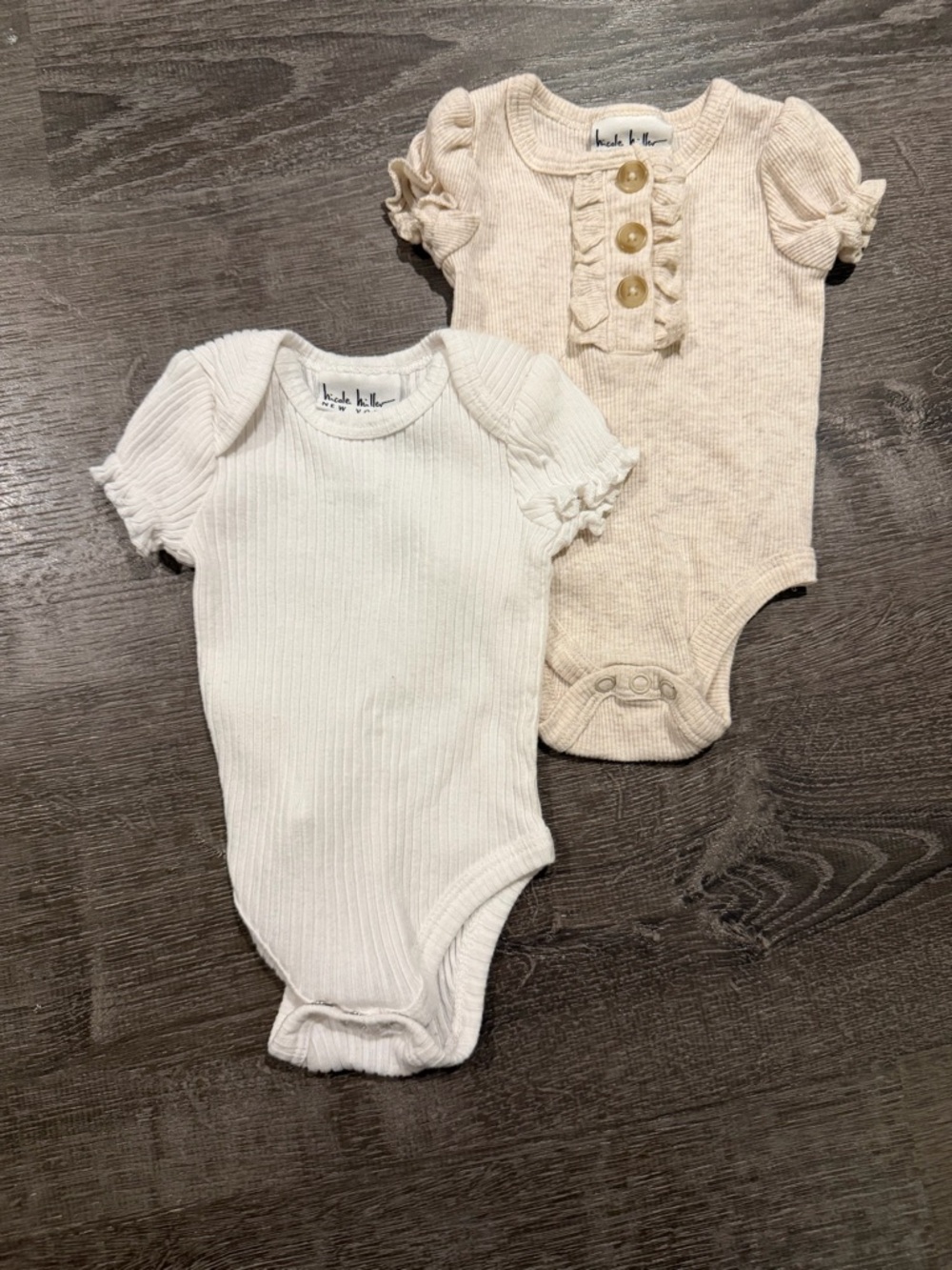 Nicole Miller Ribbed Puff-Sleeve Baby One-Piece Bundle